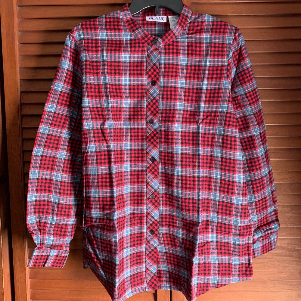 Blair Red/Blue Flannel Women's Shirt MEDIUM **NWOT**